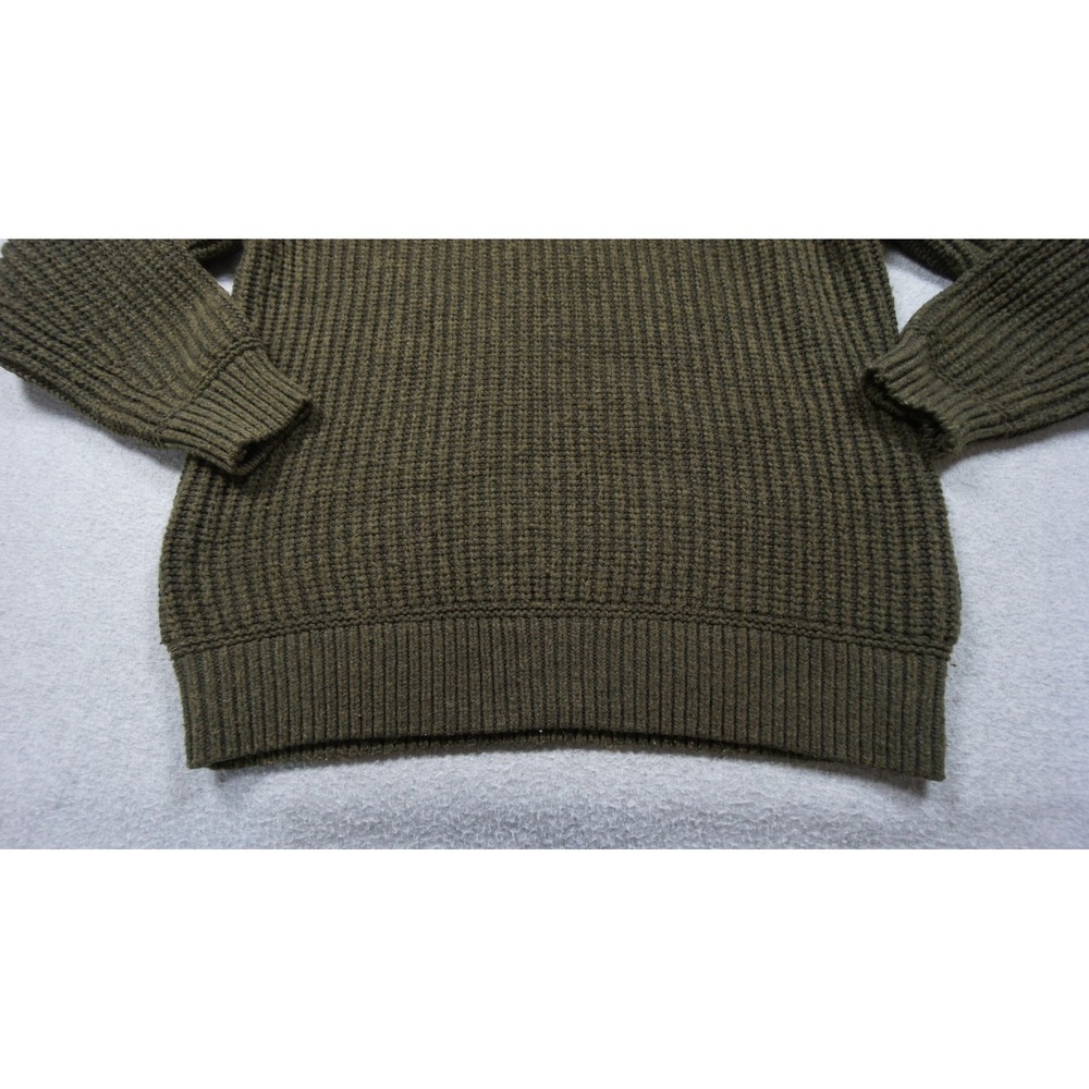 Uniqlo Sweater Mens Medium Green Ribbed Knit Raglan Pullover Wool Blend - Picture 2 of 10